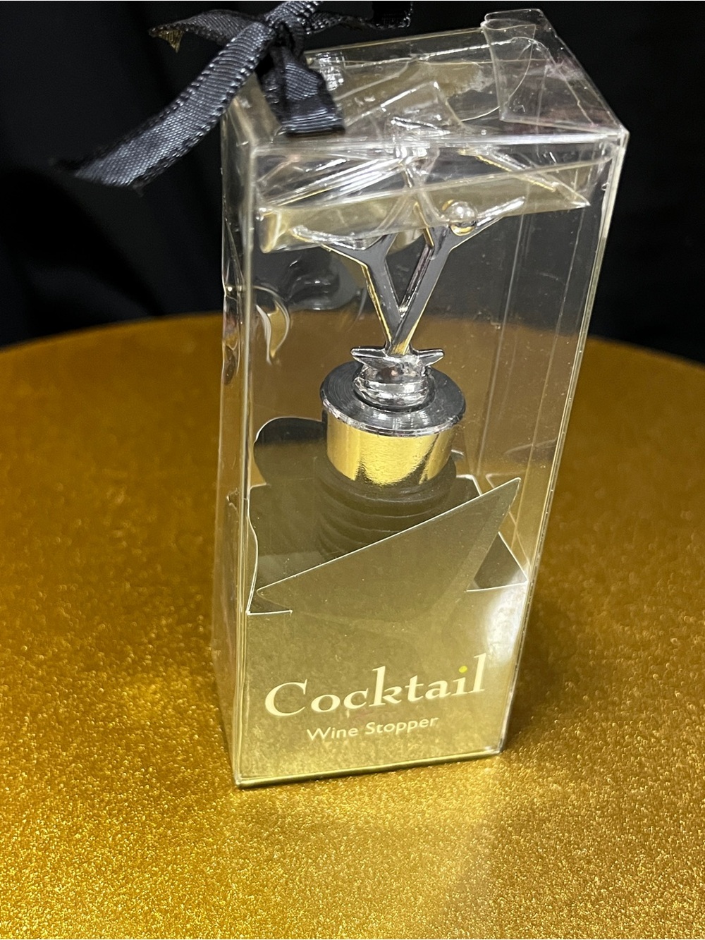Weddingstar Silver Cocktail bottle Stopper with Black Rings